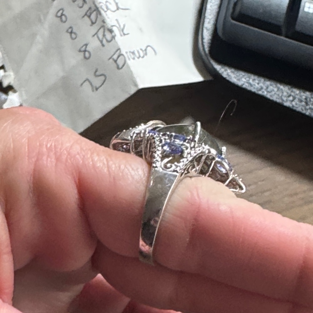 Vintage Sajen sterling silver ring with labradorite and amethyst. - Picture 5 of 9